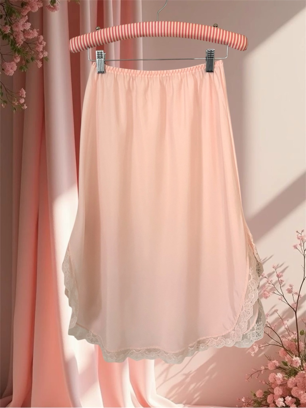 VTG Barbizon Pink Lace Half Slip Size M
